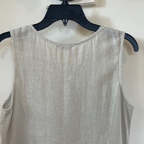 Terzo Millennio Linen Dress S Beige Embroidered Floral Shift Sleeveless Italy - Picture 6 of 11